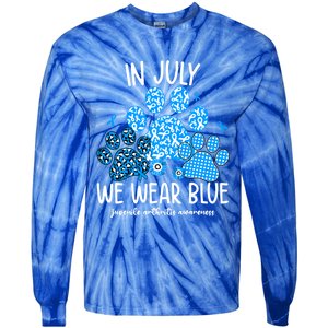 Funny We Wear Blue Dog Cat Paw Juvenile Arthritis Awareness Gift Tie-Dye Long Sleeve Shirt