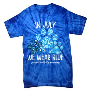 Funny We Wear Blue Dog Cat Paw Juvenile Arthritis Awareness Gift Tie-Dye T-Shirt