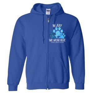 Funny We Wear Blue Dog Cat Paw Juvenile Arthritis Awareness Gift Full Zip Hoodie