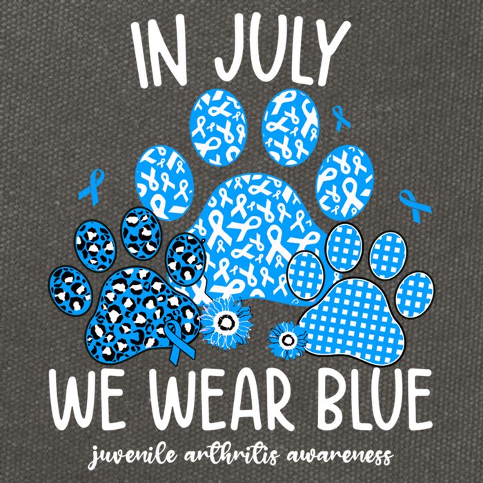Funny We Wear Blue Dog Cat Paw Juvenile Arthritis Awareness Gift Cotton Canvas Backpack