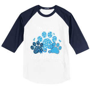 Funny We Wear Blue Dog Cat Paw Juvenile Arthritis Awareness Gift Baseball Sleeve Shirt