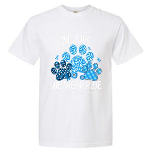 Funny We Wear Blue Dog Cat Paw Juvenile Arthritis Awareness Gift Garment-Dyed Heavyweight T-Shirt