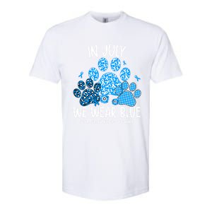 Funny We Wear Blue Dog Cat Paw Juvenile Arthritis Awareness Gift Softstyle CVC T-Shirt