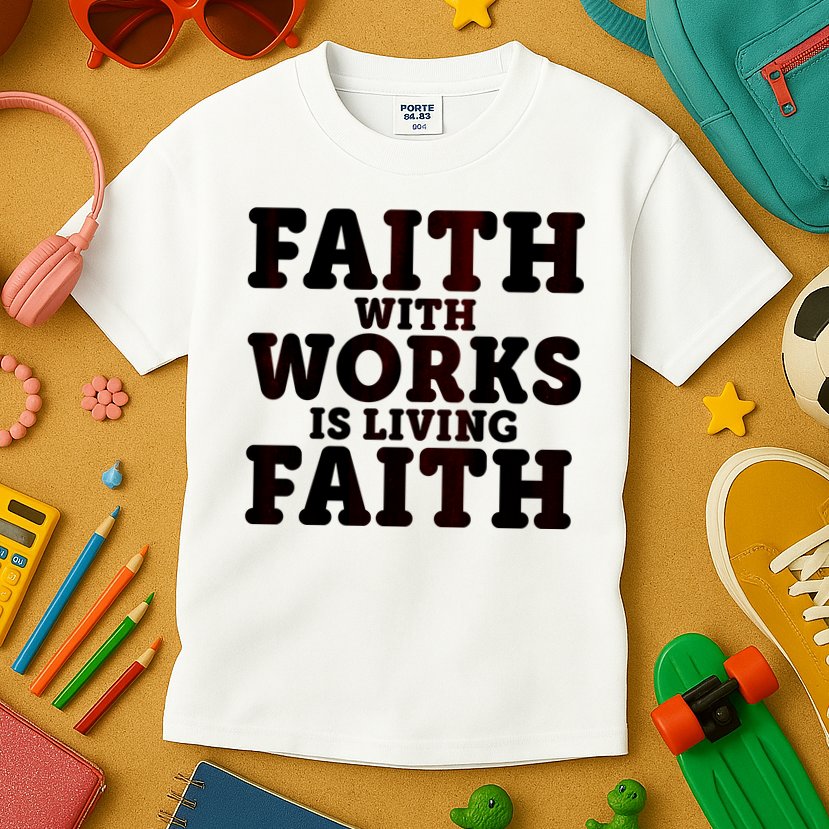 Faith With Works Is Living Faith Kids T-Shirt
