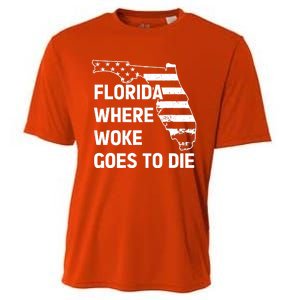 Florida Where Woke Goes To Die Funny Retro Cooling Performance Crew T-Shirt