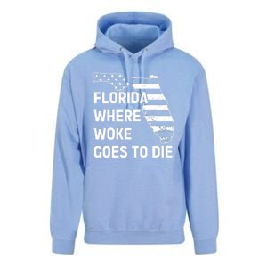 Florida Where Woke Goes To Die Funny Retro Unisex Surf Hoodie