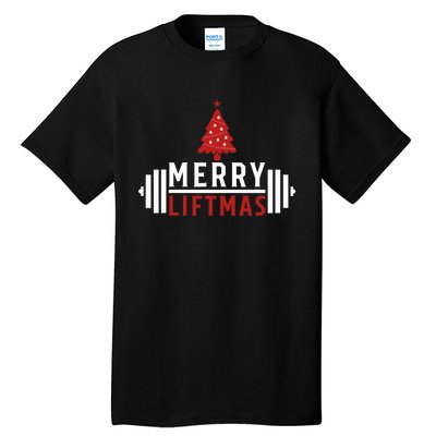 Funny Weightlifting Weight Lifters Merry Liftmas Christmas Tall T-Shirt