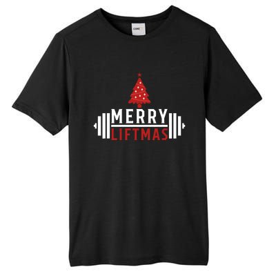 Funny Weightlifting Weight Lifters Merry Liftmas Christmas Tall Fusion ChromaSoft Performance T-Shirt