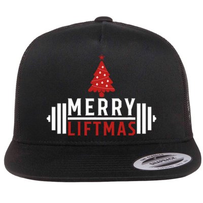 Funny Weightlifting Weight Lifters Merry Liftmas Christmas Flat Bill Trucker Hat