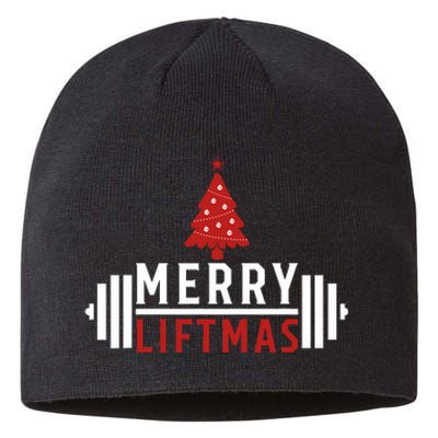 Funny Weightlifting Weight Lifters Merry Liftmas Christmas Sustainable Beanie