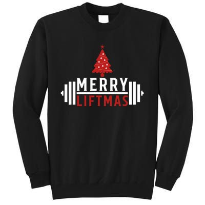 Funny Weightlifting Weight Lifters Merry Liftmas Christmas Tall Sweatshirt