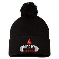 Funny Weightlifting Weight Lifters Merry Liftmas Christmas Pom Pom 12in Knit Beanie