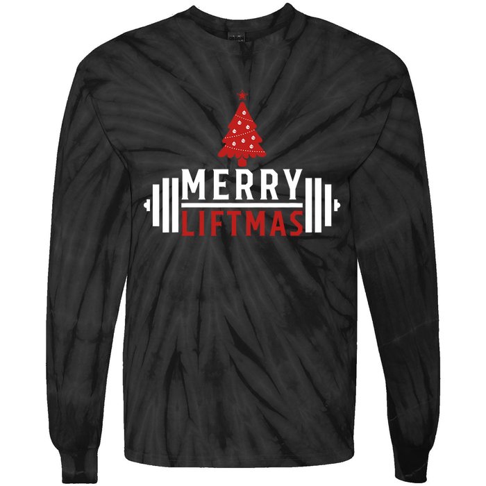 Funny Weightlifting Weight Lifters Merry Liftmas Christmas Tie-Dye Long Sleeve Shirt