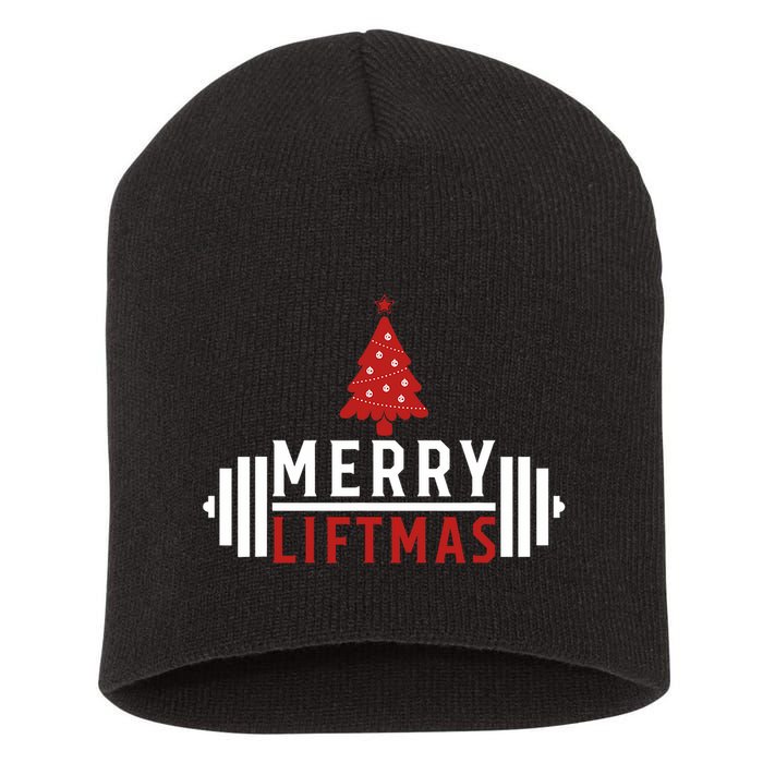 Funny Weightlifting Weight Lifters Merry Liftmas Christmas Short Acrylic Beanie