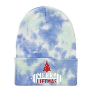 Funny Weightlifting Weight Lifters Merry Liftmas Christmas Tie Dye 12in Knit Beanie