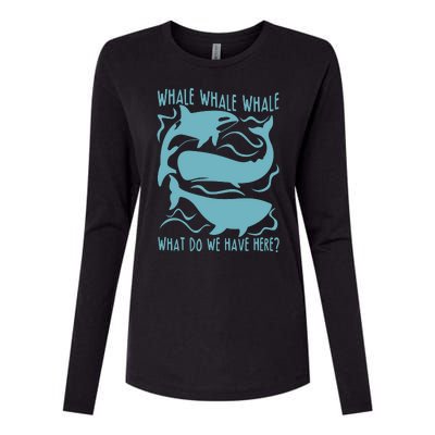 Funny Whale What Do We Have Here Womens Cotton Relaxed Long Sleeve T-Shirt