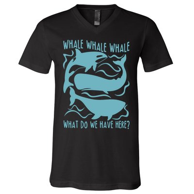 Funny Whale What Do We Have Here V-Neck T-Shirt