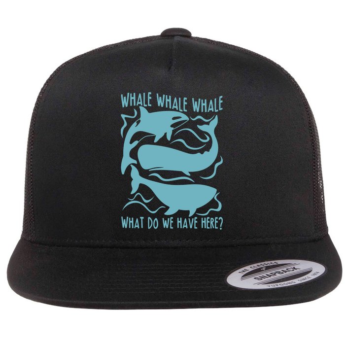 Funny Whale What Do We Have Here Flat Bill Trucker Hat