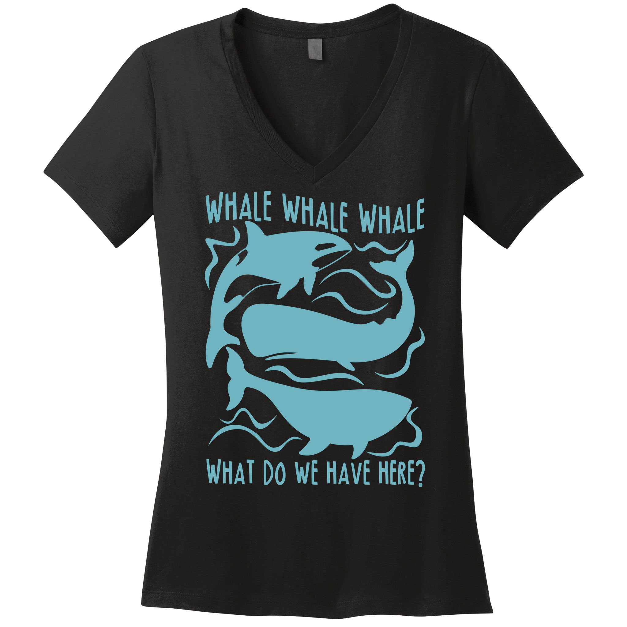 Funny Whale What Do We Have Here Women's V-Neck T-Shirt