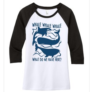 Funny Whale What Do We Have Here Women's Tri-Blend 3/4-Sleeve Raglan Shirt