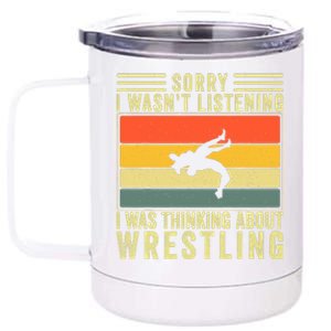 Funny Wrestling Wrestler Design Wrestle 12 oz Stainless Steel Tumbler Cup