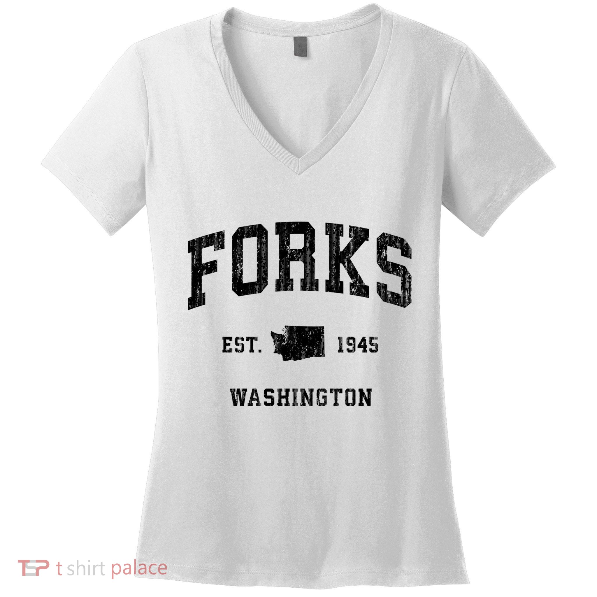 Forks Washington Wa Vintage Established Athletic Sports Design Women's V-Neck T-Shirt