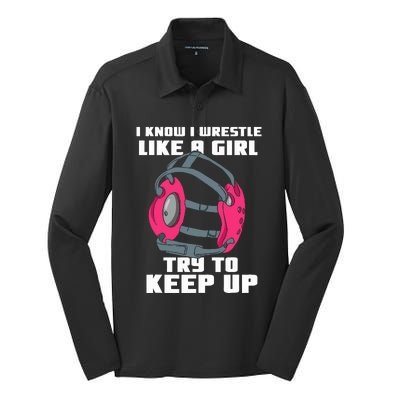 Funny Wrestling  Wrestle Like A Silk Touch Performance Long Sleeve Polo