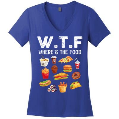 Funny Wtf Wheres The Food Funny Gift Women's V-Neck T-Shirt