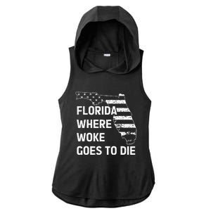 Florida Where Woke Goes To Die Funny Retro Ladies PosiCharge Tri-Blend Wicking Draft Hoodie Tank