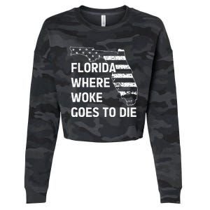 Florida Where Woke Goes To Die Funny Retro Cropped Pullover Crew