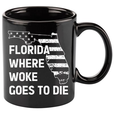 Florida Where Woke Goes To Die Funny Retro 11oz C Handle Ceramic Mug