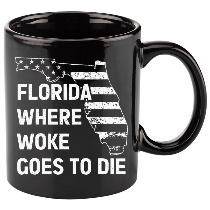 Florida Where Woke Goes To Die Funny Retro 11oz C Handle Ceramic Mug