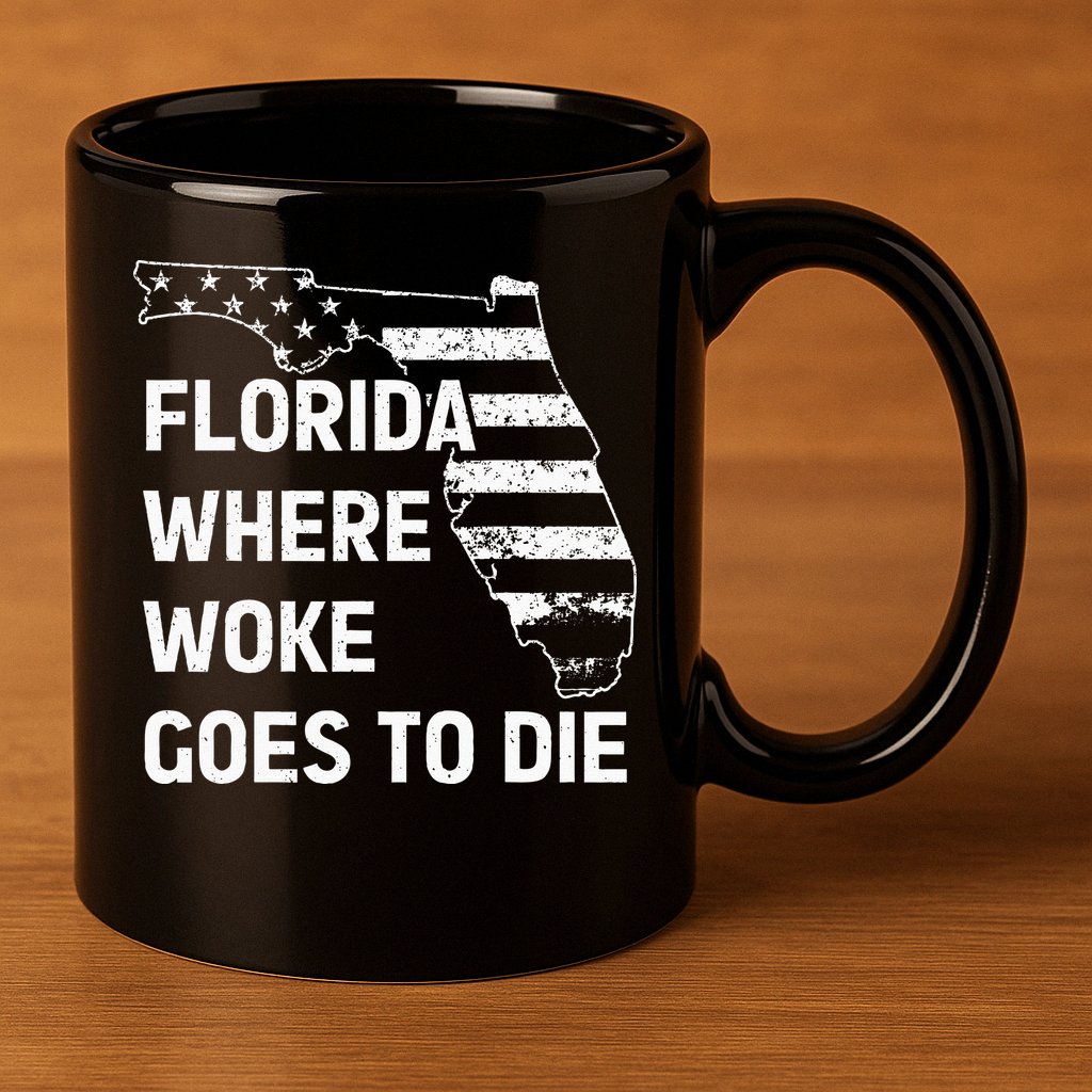 Florida Where Woke Goes To Die Funny Retro 11oz C Handle Ceramic Mug
