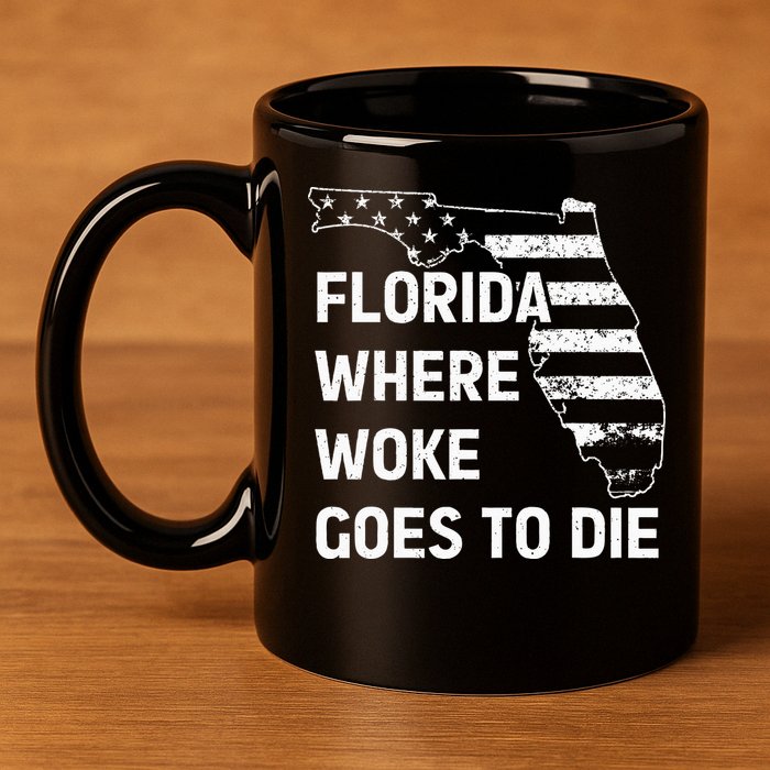 Florida Where Woke Goes To Die Funny Retro 11oz C Handle Ceramic Mug