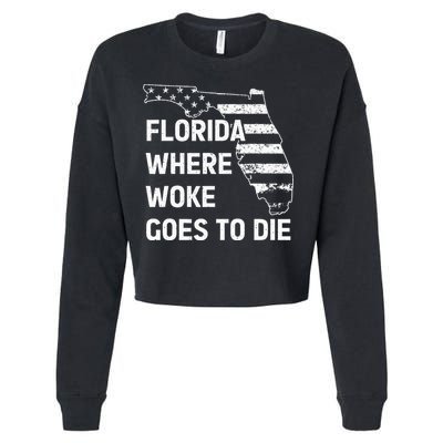Florida Where Woke Goes To Die Funny Retro Cropped Pullover Crew