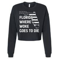 Florida Where Woke Goes To Die Funny Retro Cropped Pullover Crew