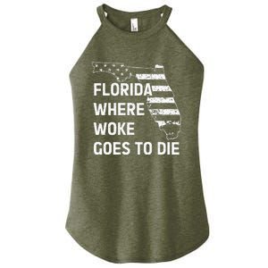 Florida Where Woke Goes To Die Funny Retro Women's Perfect Tri Rocker Tank