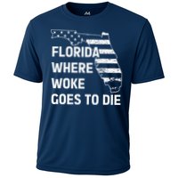 Florida Where Woke Goes To Die Funny Retro Cooling Performance Crew T-Shirt