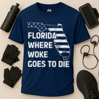 Florida Where Woke Goes To Die Funny Retro Cooling Performance Crew T-Shirt