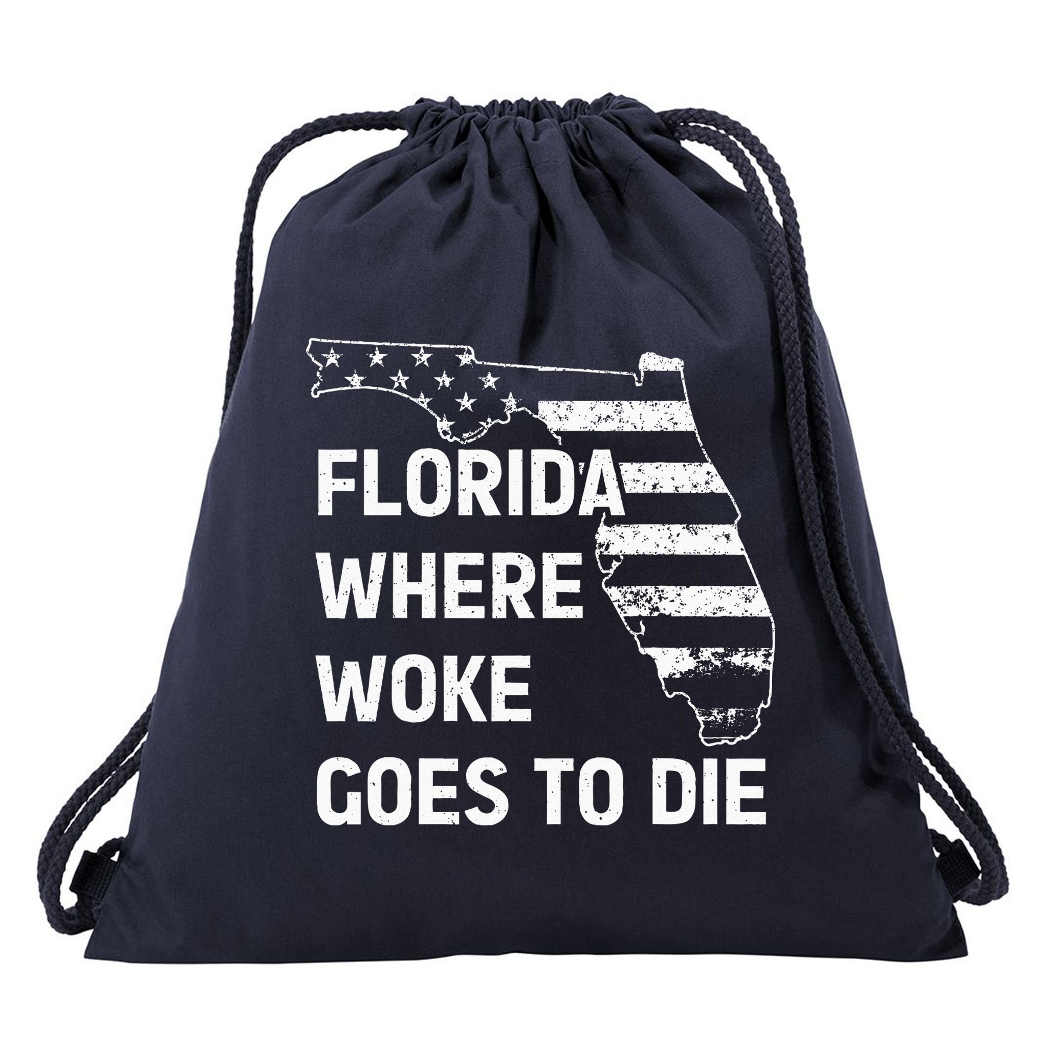 Florida Where Woke Goes To Die Funny Retro Drawstring Bag