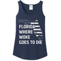 Florida Where Woke Goes To Die Funny Retro Ladies Essential Tank