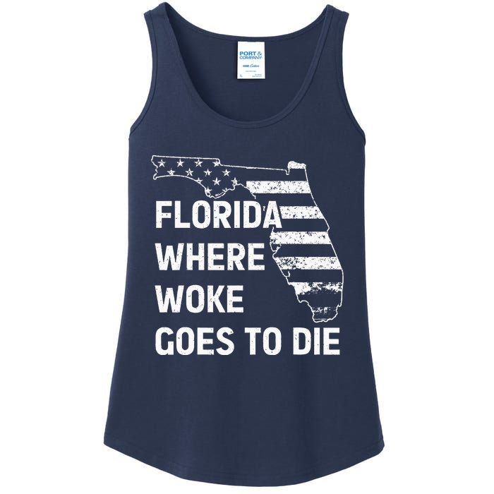 Florida Where Woke Goes To Die Funny Retro Ladies Essential Tank