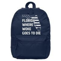 Florida Where Woke Goes To Die Funny Retro 16 in Basic Backpack