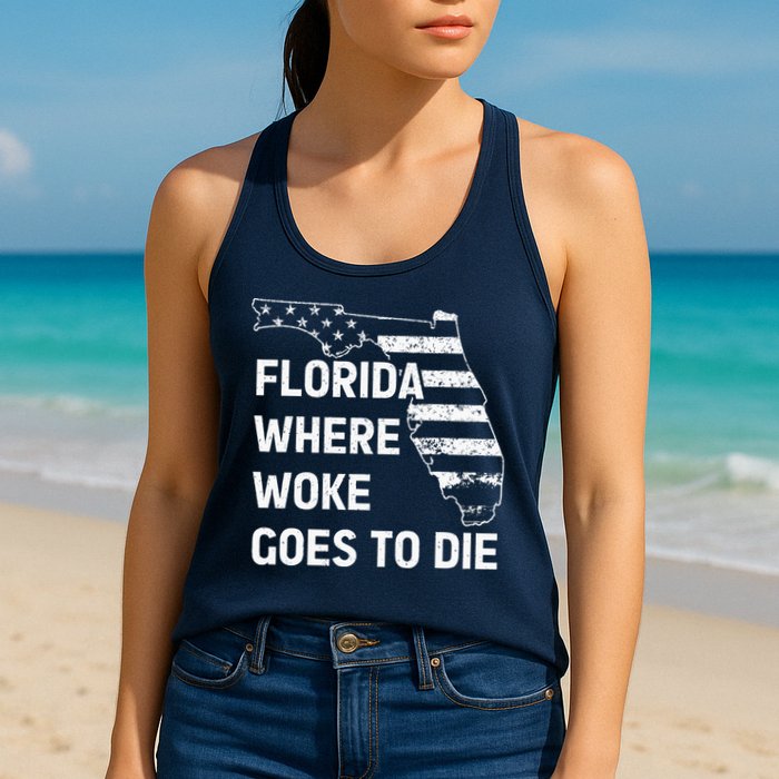 Florida Where Woke Goes To Die Funny Retro Womens Tank Top