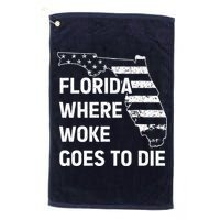 Florida Where Woke Goes To Die Funny Retro Golf Towel