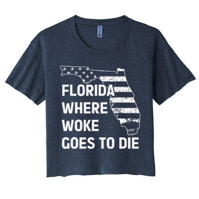 Florida Where Woke Goes To Die Funny Retro Crop Top