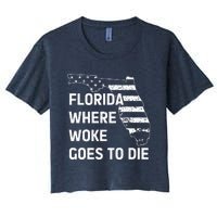 Florida Where Woke Goes To Die Funny Retro Women's Crop Top Tee