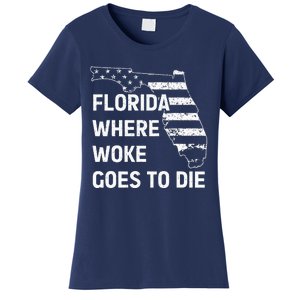 Florida Where Woke Goes To Die Funny Retro Women's T-Shirt