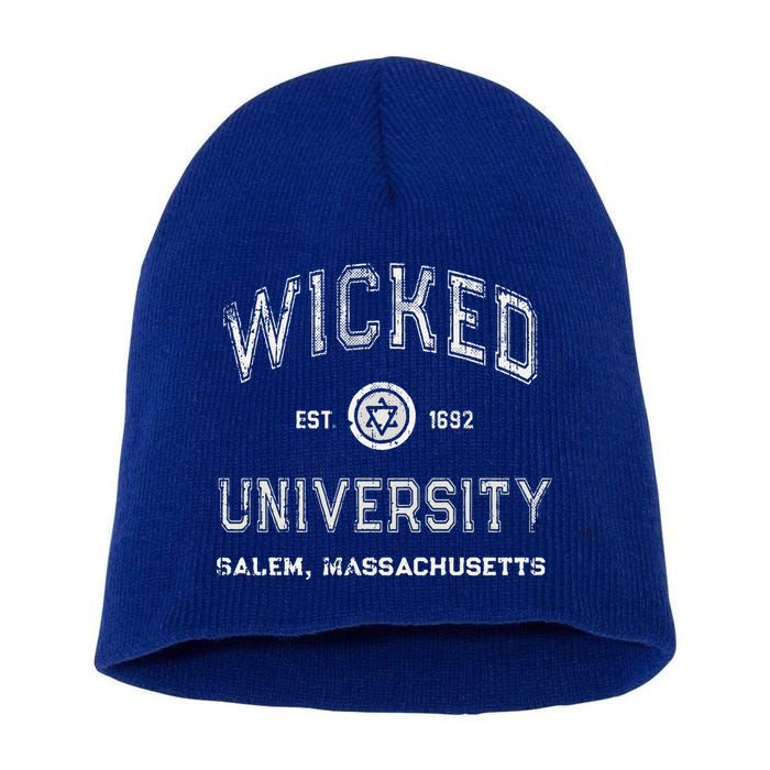 Funny Witch WICKED UNIVERSITY Salem Massachusetts Witches Short Acrylic Beanie