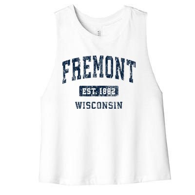 Fremont Wisconsin Wi Vintage Athletic Sports Design Women's Racerback Cropped Tank